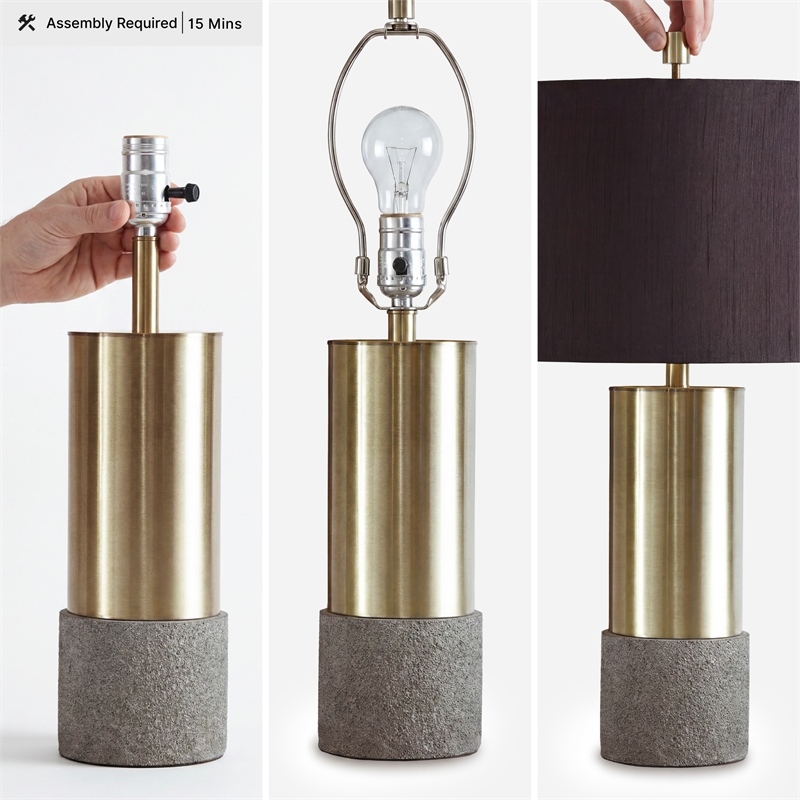 Signature Design by Ashley Jacek Metal Table Lamp in Gray and Brass (Set of 2)