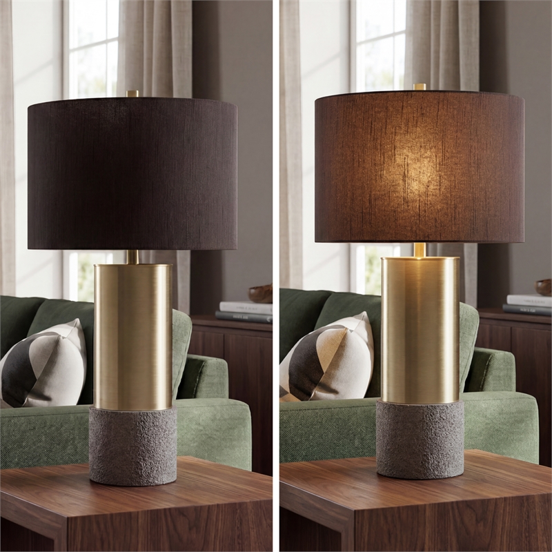 Signature Design by Ashley Jacek Metal Table Lamp in Gray and Brass (Set of 2)