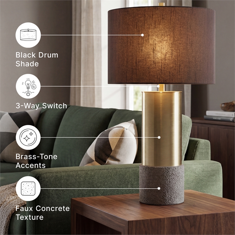 Signature Design by Ashley Jacek Metal Table Lamp in Gray and Brass (Set of 2)