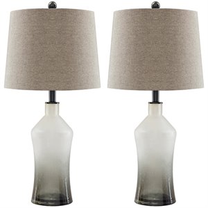 ashley furniture nollie glass table lamp in gray (set of 2)