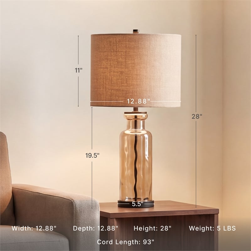 Signature Design by Ashley Laurentia Glass Table Lamp in Champagne
