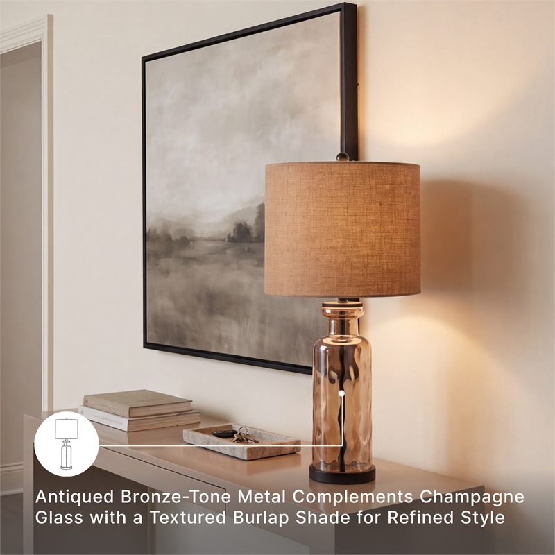 Signature Design by Ashley Laurentia Glass Table Lamp in Champagne