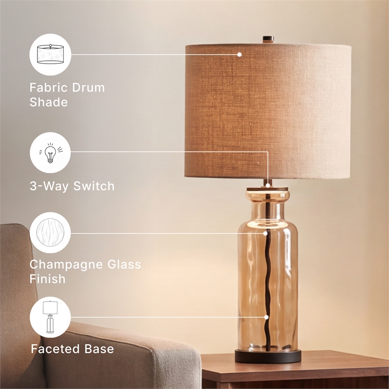 Signature Design by Ashley Laurentia Glass Table Lamp in Champagne