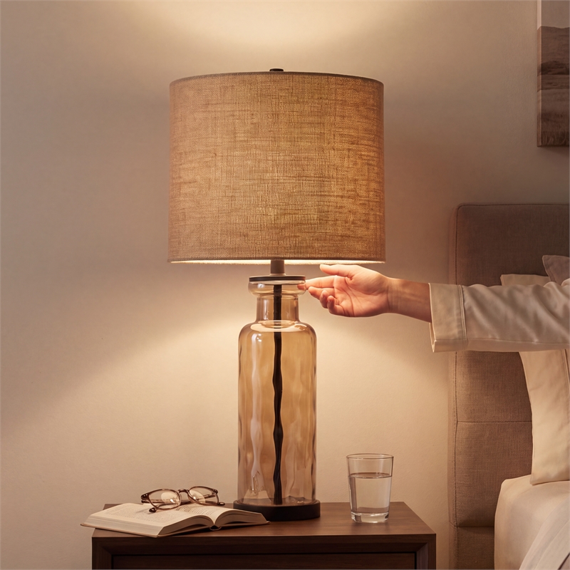 Signature Design by Ashley Laurentia Glass Table Lamp in Champagne