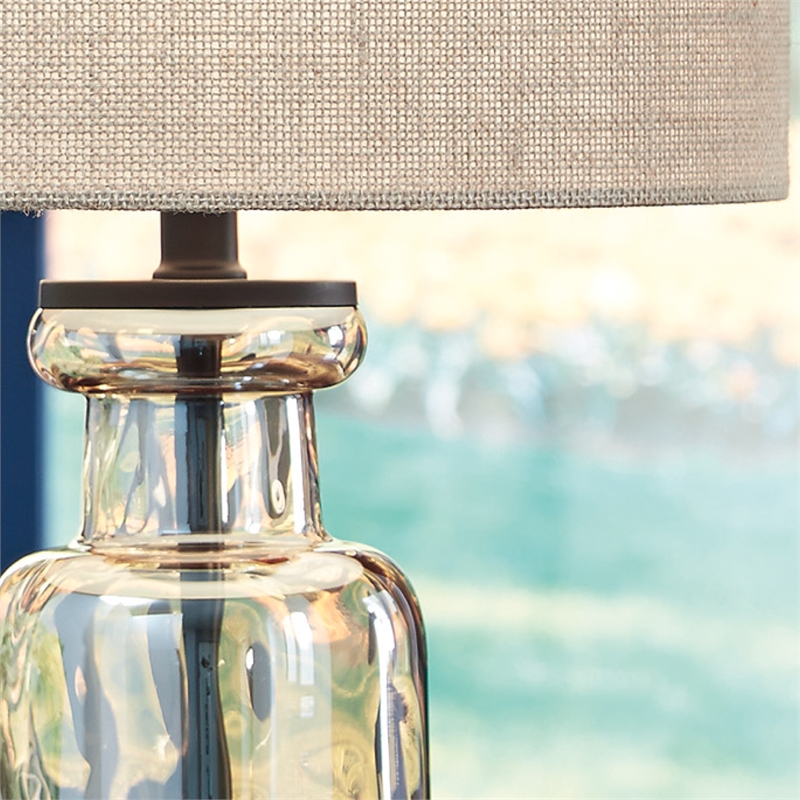 Signature Design by Ashley Laurentia Glass Table Lamp in Champagne