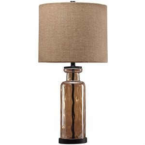 signature design by ashley laurentia glass table lamp in champagne