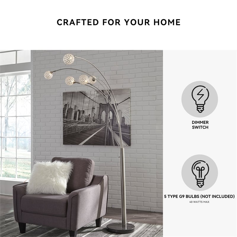 Signature Design by Ashley Winter Metal Arc Lamp in Silver