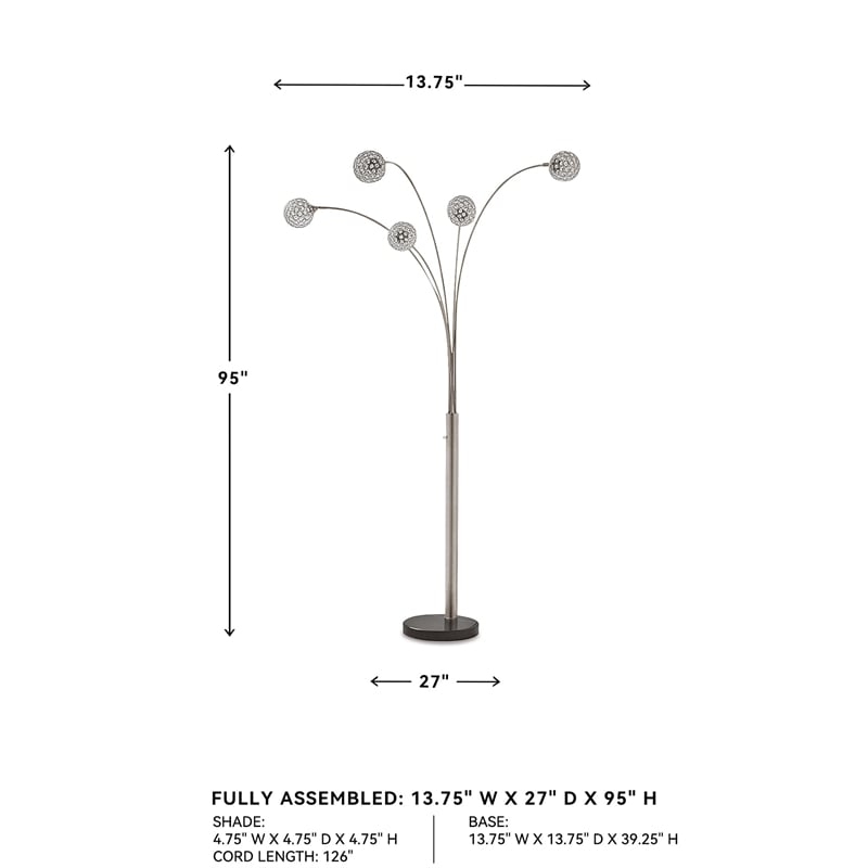 Signature Design by Ashley Winter Metal Arc Lamp in Silver