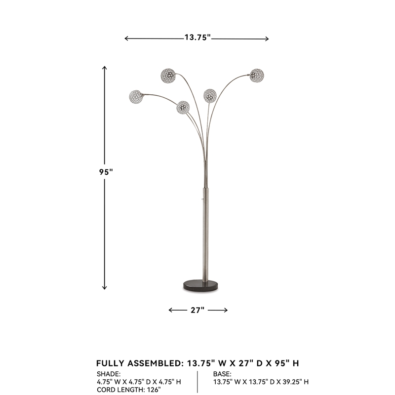 Signature Design by Ashley Winter Metal Arc Lamp in Silver
