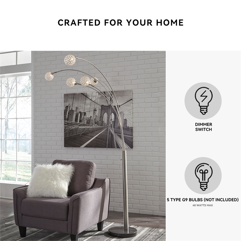 Signature Design by Ashley Winter Metal Arc Lamp in Silver