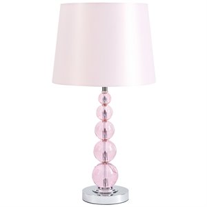 ashley furniture letty crystal table lamp in pink