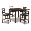 Ashley Furniture Coviar 5 Piece Counter Height Dining Set in Brown