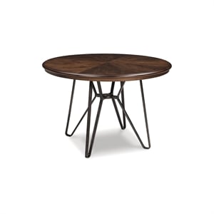 Ashley Furniture Centiar 45&quot  Engineered Wood Top Round Dining Table in Brown
