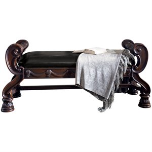 ashley furniture north shore faux leather bedroom bench in dark brown