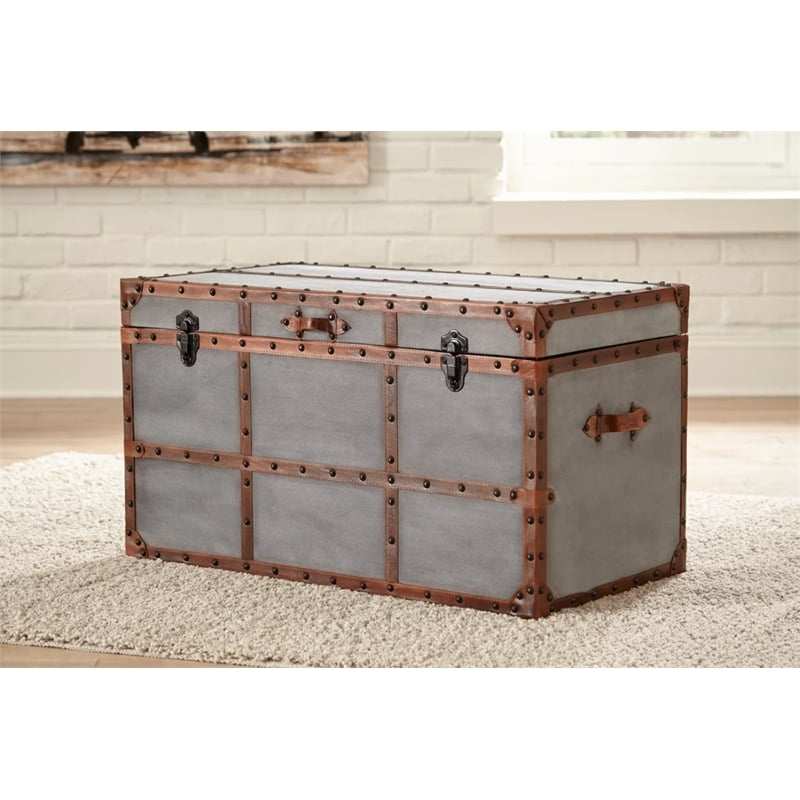 Ashley Furniture Amsel Storage Trunk Coffee Table in Gray