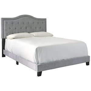 ashley furniture jerary tufted queen panel bed in light gray