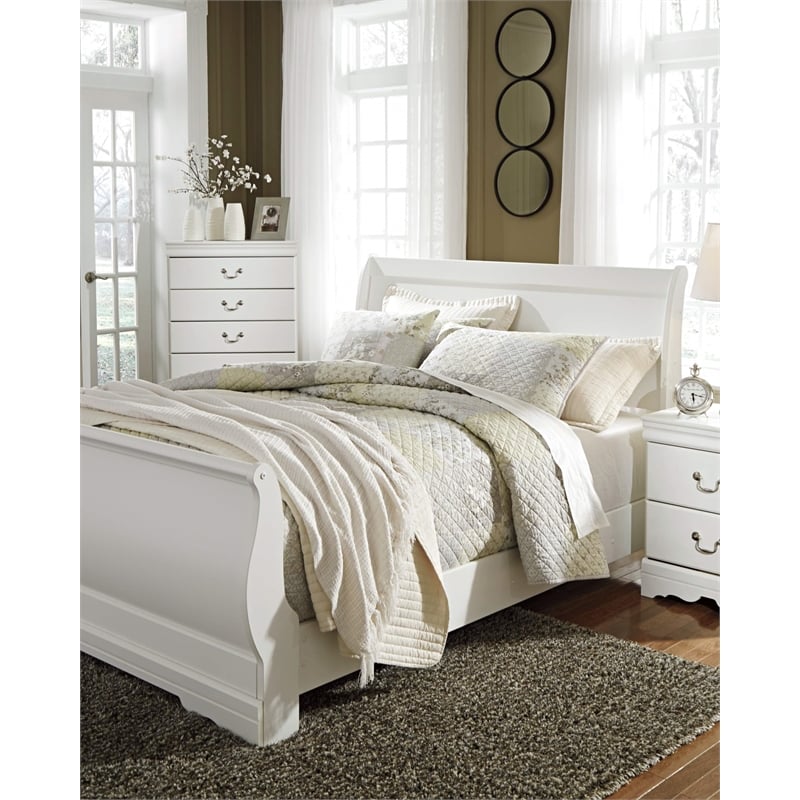 Ashley Furniture Anarasia Engineered Wood Queen Sleigh Headboard in White