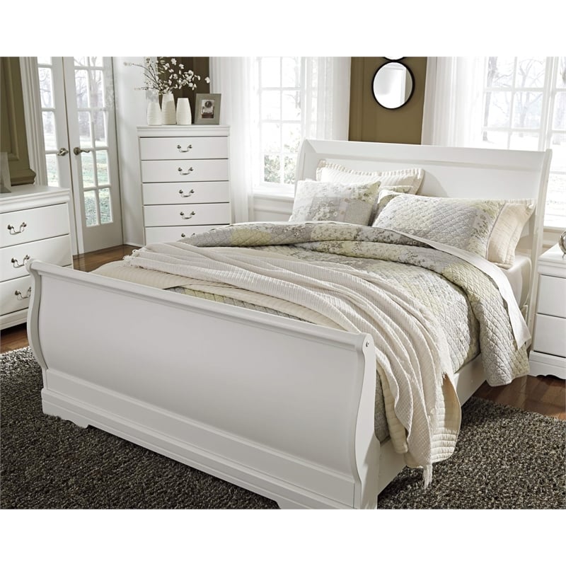 Ashley Furniture Anarasia Engineered Wood Queen Sleigh Headboard in White