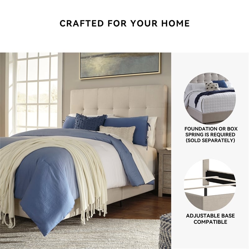 Signature Design by Ashley Dolante Tufted Queen Panel Bed in Beige