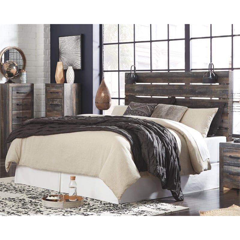 Signature Design by Ashley Drystan King Slat Panel Headboard with Sconces