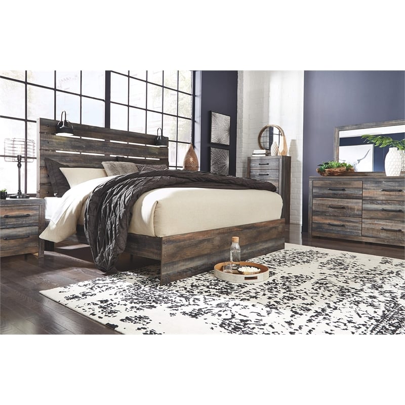 Signature Design by Ashley Drystan King Slat Panel Headboard with Sconces