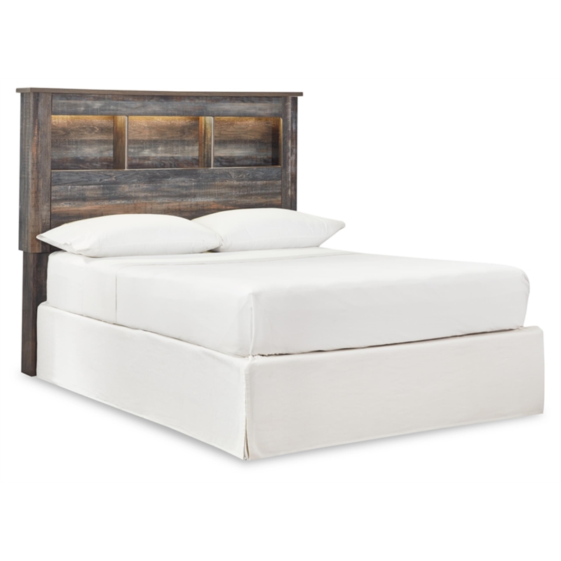 Ashley Furniture Drystan Full Bookcase LED Headboard in Teal