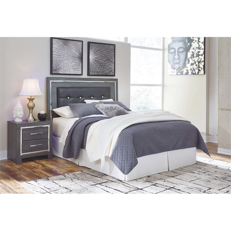 Signature Design by Ashley Lodanna Tufted Full Queen LED Panel Headboard in Gray