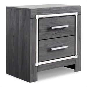 Signature Design by Ashley Lodanna 2 Drawer Nightstand with USB in Gray