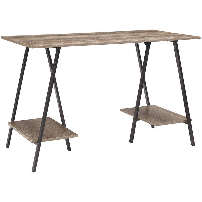Ashley Furniture Bertmond Sawhorse Writing Desk in Black and Natural
