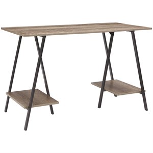 ashley furniture bertmond sawhorse writing desk in black and natural