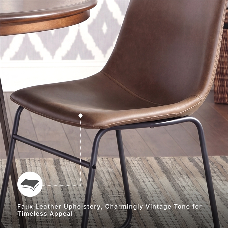 Ashley Furniture Centiar Faux Leather Dining Side Chair in Brown and Black