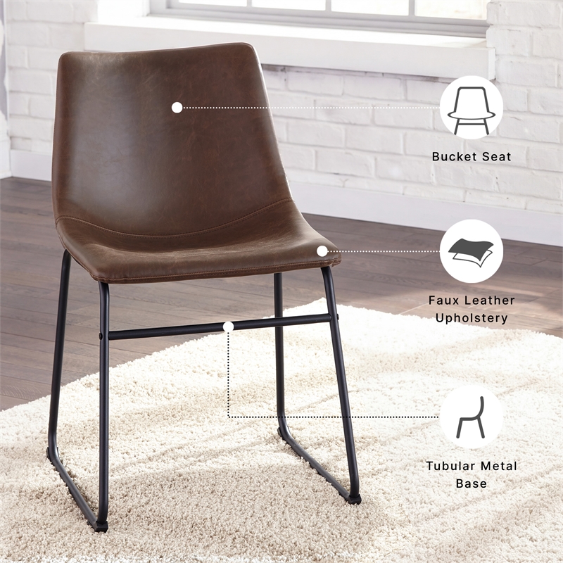 Ashley Furniture Centiar Faux Leather Dining Side Chair in Brown and Black