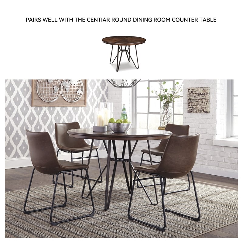 Ashley Furniture Centiar Faux Leather Dining Side Chair in Brown and Black