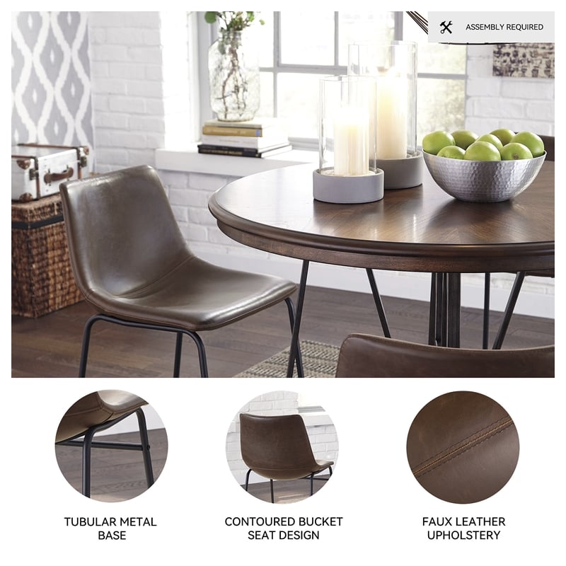 Ashley Furniture Centiar Faux Leather Dining Side Chair in Brown and Black