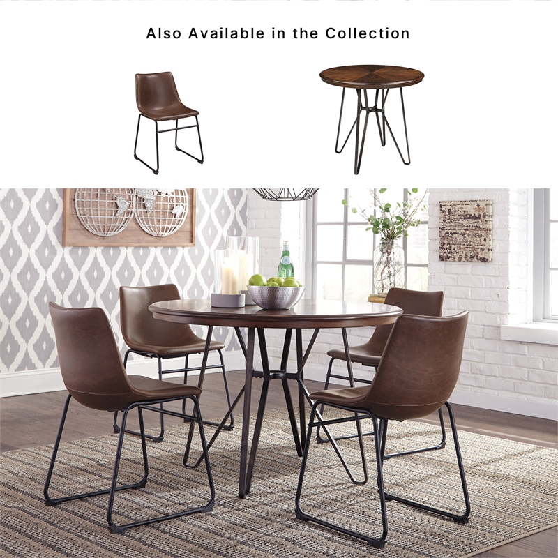 Ashley Furniture Centiar Faux Leather Dining Side Chair in Brown and Black