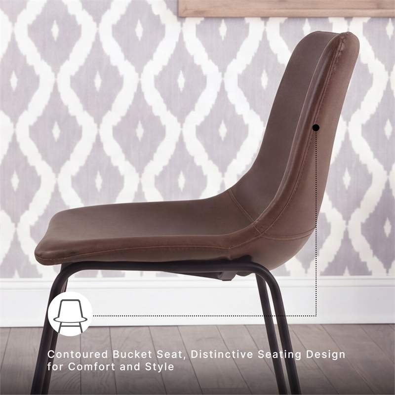 Ashley Furniture Centiar Faux Leather Dining Side Chair in Brown and Black