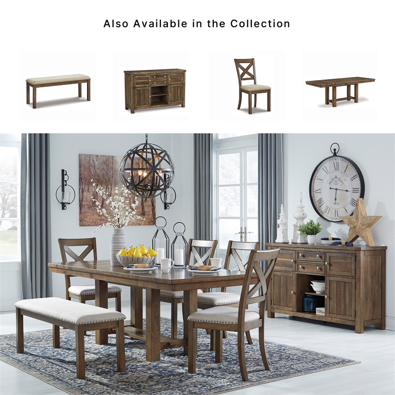 Signature Design by Ashley Moriville Upholstered Dining Bench in Beige