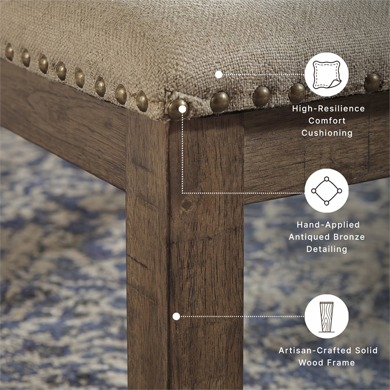 Signature Design by Ashley Moriville Upholstered Dining Bench in Beige
