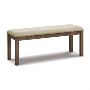 Signature Design by Ashley Moriville Upholstered Dining Bench in Beige