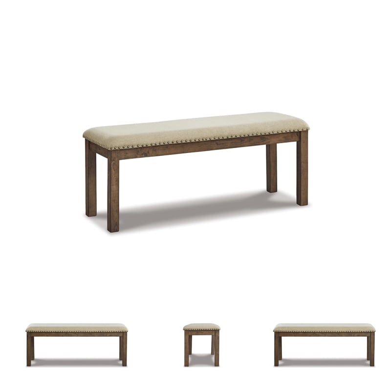 Signature Design by Ashley Moriville Upholstered Dining Bench in Beige