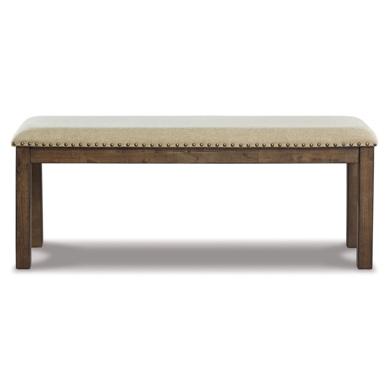 Signature Design by Ashley Moriville Upholstered Dining Bench in Beige