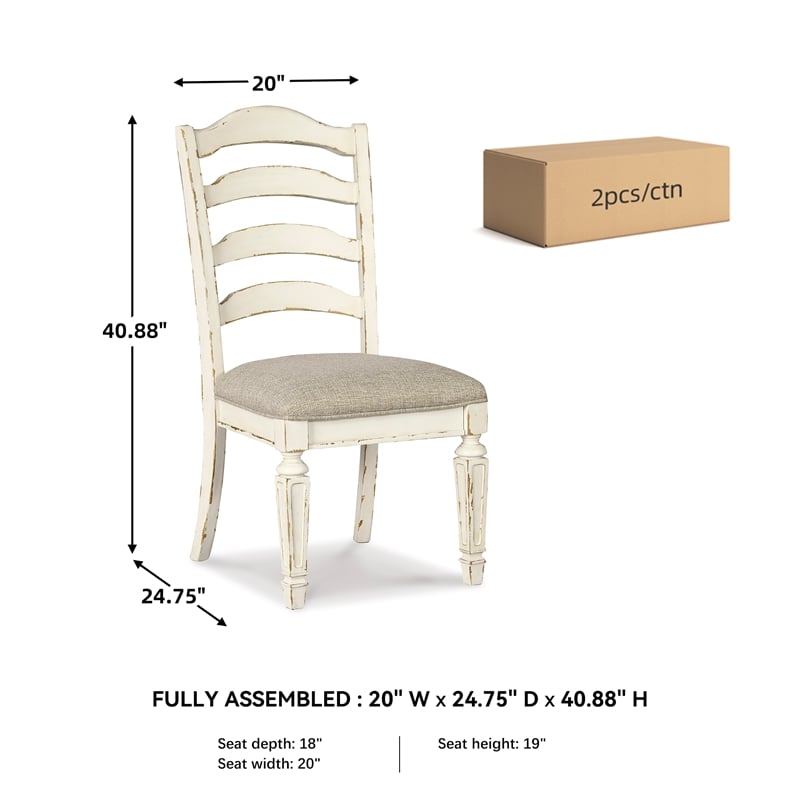 Signature Design by Ashley Realyn Ladderback Dining Side Chair in Chipped White