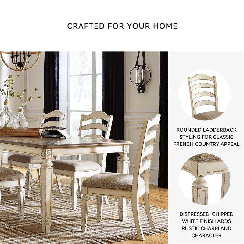 Signature Design by Ashley Realyn Ladderback Dining Side Chair in Chipped White