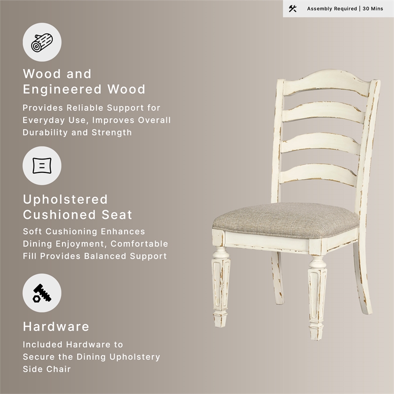 Signature Design by Ashley Realyn Ladderback Dining Side Chair in Chipped White