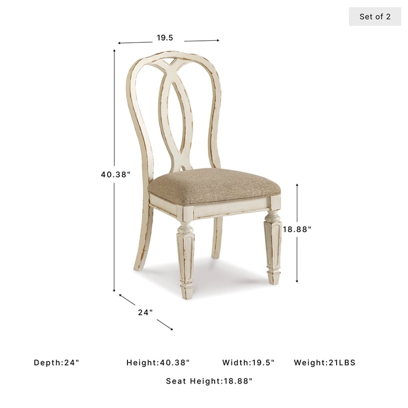 Ashley Furniture Realyn Engineered Wood Dining Side Chair in Chipped White
