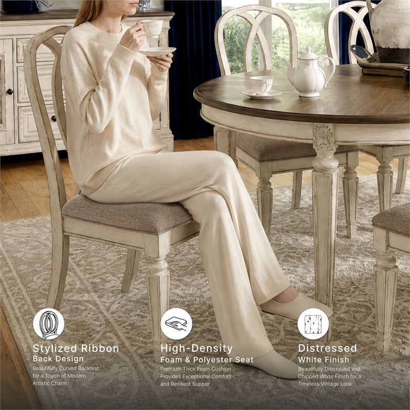 Ashley Furniture Realyn Engineered Wood Dining Side Chair in Chipped White