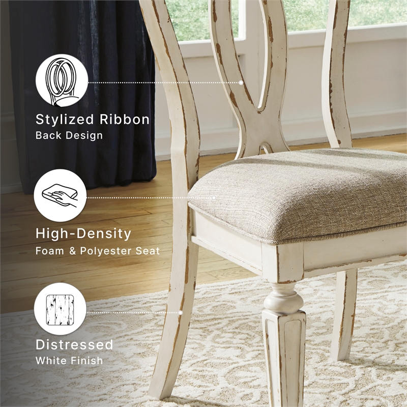 Ashley Furniture Realyn Engineered Wood Dining Side Chair in Chipped White