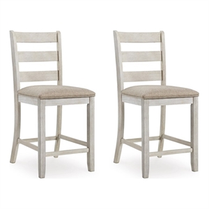 Signature Design by Ashley Skempton 25&quot Counter Stool in White and Gray