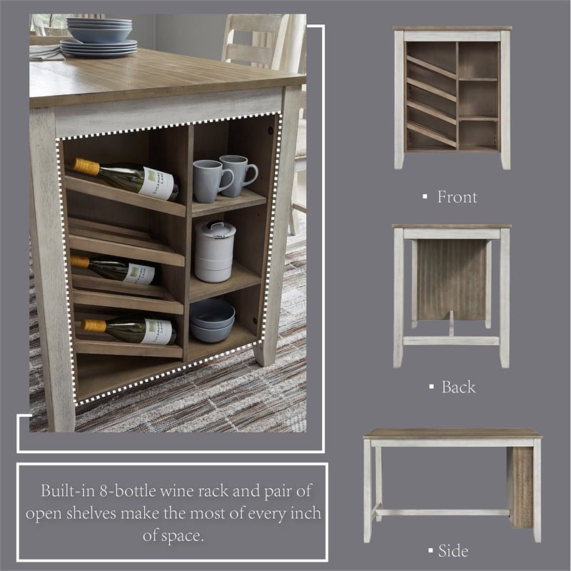 Ashley Skempton Counter Height Dining Table w/Wine Rack in White/Light Brown