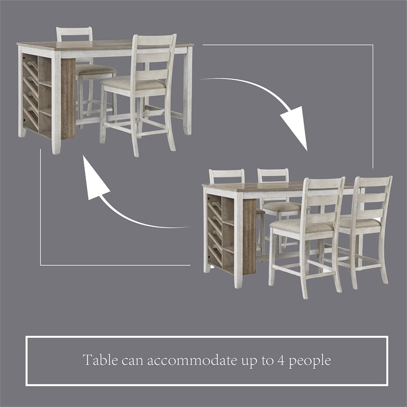 Ashley Skempton Counter Height Dining Table w/Wine Rack in White/Light Brown